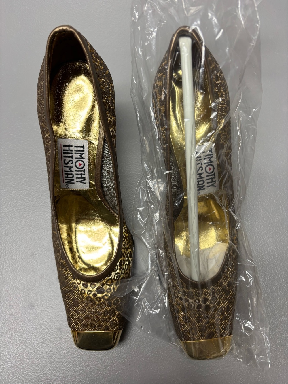 Timothy Hitsman Gold and Brown Leopard-Print Ballet Flats
